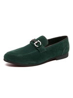 Hommes Mocassins Slip On Metal Détails Bout Rond En Cuir PU Mocassins Verts