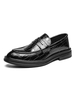 Hommes Mocassins Slip On Monk Strap Motif À Carreaux Bout Rond En Cuir PU Mocassins Noirs