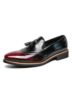 Hommes Mocassins Slip On Ombre Pointu Toe PU Cuir Rouge Costume Chaussures