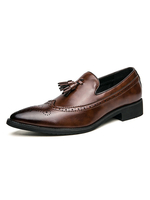 Hommes Mocassins Slip On Pointu Toe PU Cuir Marron Costume Chaussures