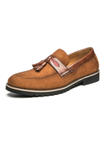 Hommes Mocassins Slip On Pom Poms Bout Rond En Cuir PU Mocassins Marron