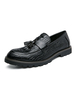 Hommes Mocassins Slip On Pom Poms Bout Rond En Cuir PU Mocassins Noirs