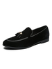 Hommes Mocassins Slip-On Pom Poms Bout Rond En Cuir PU Mocassins Noirs