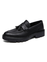 Hommes Mocassins Slip On Round Toe PU Cuir Noir Mocassins