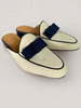 Hommes Mule Mocassins Chaussures Slip-On Bows Géométrique Bout Rond Cane Chaussures Plates Décontractées