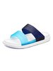 Hommes Pantoufle Sandales Slip-On Color Block En Cuir PU Semelle Fendue Bout Ouvert Bleu Pantoufle