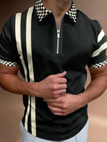 Hommes Polo Chemise imprimé Collier à manches courtes à manches courtes Ajustement régulier Houches à la mode blanche