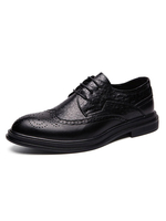 Hommes robe chaussures chaussures arrondir bandoulière réglable en cuir PU dentelle en cuir noir chaussures de costume noir