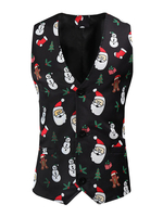 Hommes Robe Gilets Décontracté Col V Motif De Noël Noir Gilet