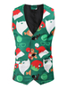 Hommes Robe Gilets Décontracté Col V Polyester Motif De Noël Gilet Vert