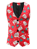 Hommes Rouge Gilets De Mariage Décontracté Col V Polyester Motif De Noël Gilet Rouge