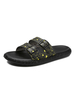 Hommes Sandale Plate Slip-On Color Block En Cuir PU Semelle EVA Pantoufle Noire