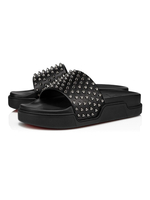 Hommes Sandales Slip-On Artwork Rivets Kid Skin Semelle En Caoutchouc Pantoufle Noir