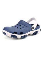 Hommes Sandales Slip-On Color Block En Cuir PU Semelle EVA Low-Tops Casual Bleu Sabots Chaussures