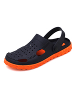 Hommes Sandales Slip-On Color Block En Cuir PU Semelle EVA Orange Sabots