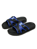 Hommes Sandales Slip-On Color Block En Cuir PU Semelle Fendue Casual Bleu Pantoufle
