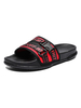Hommes Sandales Slip-On Color Block En Cuir PU Semelle Fendue Casual Rouge Noir Pantoufle