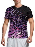 Hommes T-shirts Violet Jewel Neck manches courtes imprimé T-shirt décontracté