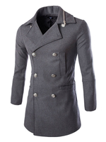Hommes Vestes Manteaux Col Haut Manches Longues Illustration Casual Gris Moderne Manteaux Moyens