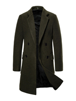 Hommes Vestes Manteaux Col Haut Manches Longues Illustration Casual Vert Foncé Moderne Longs Manteaux