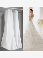 Housse anti-poussière pour robe de mariée sac élargi Double face blanc Non tissé épais à longue queue