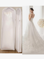 Housse anti-poussière pour robe de mariée sac pour robe à longue queue Non tissé blanc élargi Double face