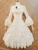 Hérissé de lolita mariage robe Lolita ensemble 2 pièces tenue dentelle mousseline de soie Bow manches Hime Lolita Robe Déguisements Halloween