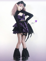 Idol Vêtements Lolita Robe Violet Plaid Sans Manches Choker Jupe Top Gothique
