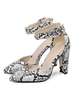 Imprimé serpent Dorsay Escarpins Sangle cheville Bout pointu Slim Talon bloc Talons hauts