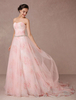 Imprime de rose fleurs robe de mariée Tulle robe de mariée sans bretelles Sweetheart robe de Quinceanera strass ceinture Pageant Backless robe