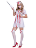 Infirmière Blanc Imprimé Sang Femme Costumes de Fêtes Déguisements Halloween