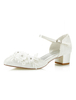 Ivoire Chaussures De Mariage Dentelle Bout Pointu Fleurs Perlé Boucle Détail Chaussures De Mariée
