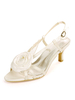 Ivoire Chaussures de mariage Satin Bout ouvert Fleurs Chaton Talon 2.4 "Chaussures de mariée