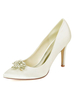 Ivoire Chaussures De Mariage Satin Bout Pointu Strass Chaussures De Fête Mère Des Chaussures De Mariée