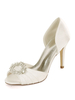 Ivoire Chaussures De Mariage Strass En Satin Peep Toe Talon Aiguille Chaussures De Mariée