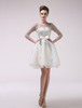Ivoire Prom robe Sequins Sash Bow semi Sheer Organza robe Milanoo