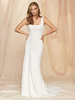 Ivoire Simple Robe De Mariée Gaine Col Carré Sans Manches Dos Nu Stretch Crêpe Tulle Longues Robes De Mariée