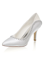 Ivroy Chaussures De Mariage Satin Bout Pointu Strass Chaussures De Mariée À Talons Hauts