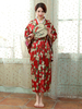 Japonais Costumes Adulte Kimono Rouge Satin Robe Oriental Set Déguisements Halloween