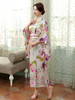 Japonais Costumes Des Adultes Kimono Rose Clair Robe De Satin Oriental Set Déguisements Halloween