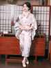 Japonais Costumes Des Adultes Kimono Rose Clair Robe De Satin Oriental Set Déguisements Halloween