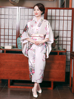 Japonais Costumes Des Adultes Kimono Rose Clair Robe De Satin Oriental Set Déguisements Halloween