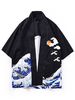 Japonais Costumes Kimono Adulte Noir Polyester Top Pattern Oriental Haut Hommes Costumes de Vacances Déguisements Halloween