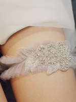 Jarretière de mariage Argent Polyester Strass Jarretières de mariage