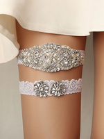 Jarretière de mariage Jarretière de mariage en cristal de dentelle blanche