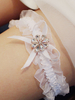 Jarretière de mariage pour la mariée blanche en organza métal Détails jarretières mariage