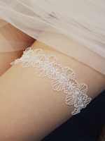 Jarretière de mariage pour la mariée en polyester blanc Dentelle jarretières
