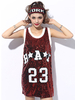 Jazz Dance Costume Femmes Sequin Gilet Imprimé Glitter Hip Hop T-shirt Robe Déguisements Halloween