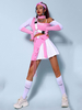 Jazz Danse Costumes Femme Top irrégulier jupe rose blanc