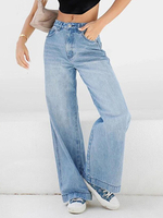Jean ample pour femme pantalon en denim droit décontracté à jambe large pour printemps 2025